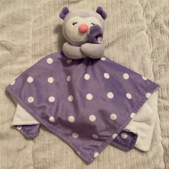 Carter’s Purple White Owl Polka Dot Sleeping Plush Baby Security Blanket Lovey - Picture 1 of 3